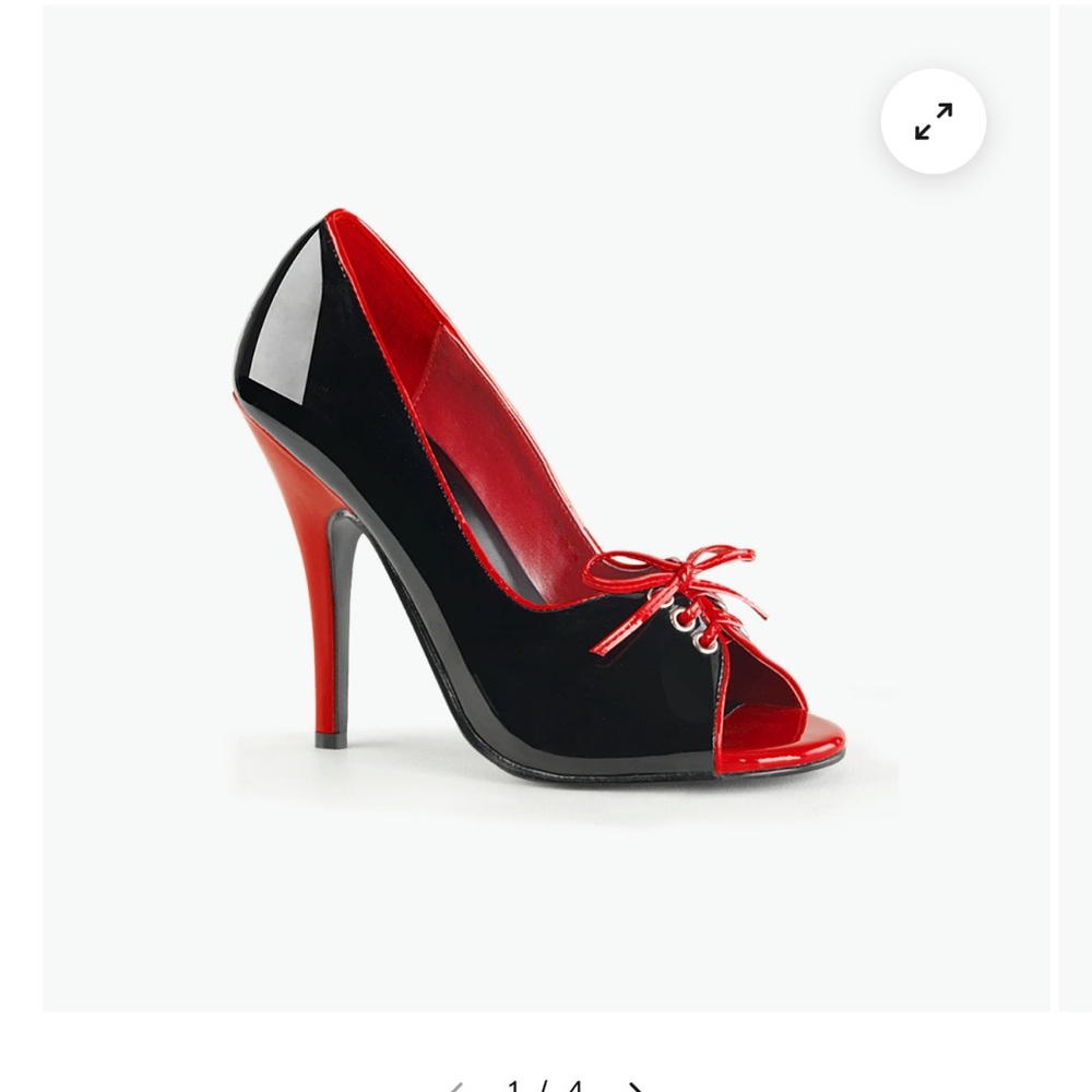 Elegant Red and Black Peep-Toe Heels